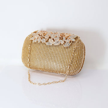 Silver & Gold Crystal Wedding Clutch, Statement Bag, Evening Clutch, Wedding Clutch, Bridal Bag, White Cross Body Bag